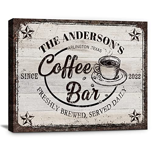 Personalized Coffee Bar Canvas Sign for Coffee Lovers