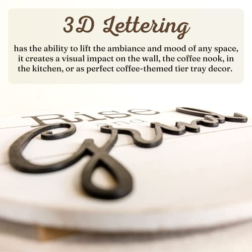 Rise and Grind' Coffee Bar Sign - Modern Farmhouse