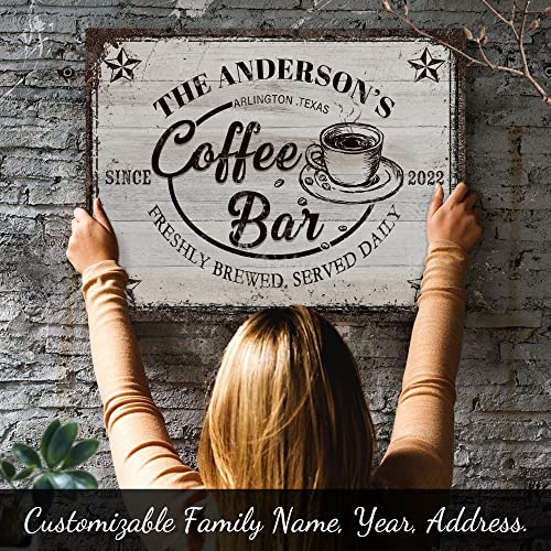 Personalized Coffee Bar Canvas Sign for Coffee Lovers