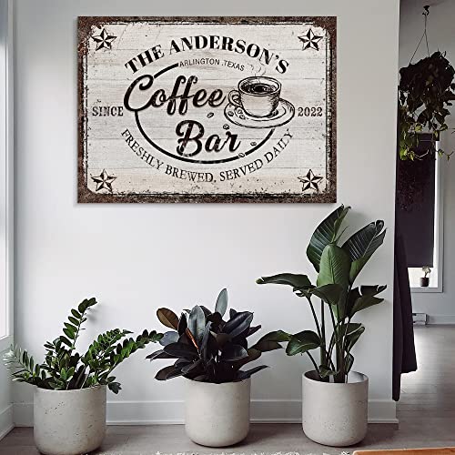 Personalized Coffee Bar Canvas Sign for Coffee Lovers