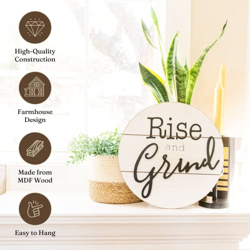 Rise and Grind' Coffee Bar Sign - Modern Farmhouse