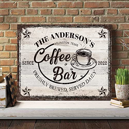 Personalized Coffee Bar Canvas Sign for Coffee Lovers