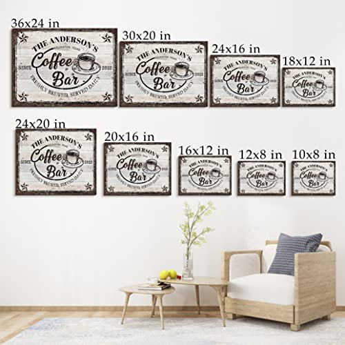 Personalized Coffee Bar Canvas Sign for Coffee Lovers