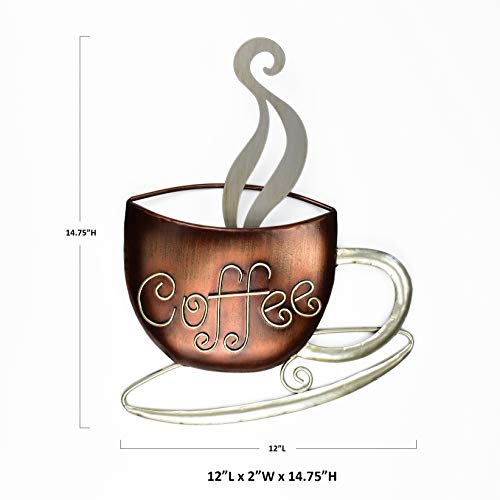 Metal Coffee Cup Wall Sculpture for Kitchen/Home/Restaurant/Cafe