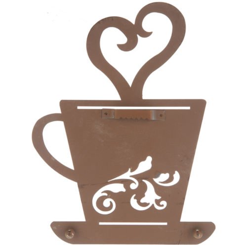 Turquoise Rusty Metal Coffee Cup Wall Decor