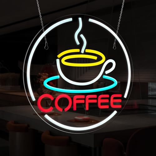 Neon Coffee Cup LED Wall Decor for Shop & Home