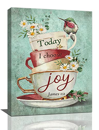 Rustic Coffee Cup Wall Art - Hummingbird & Daisy