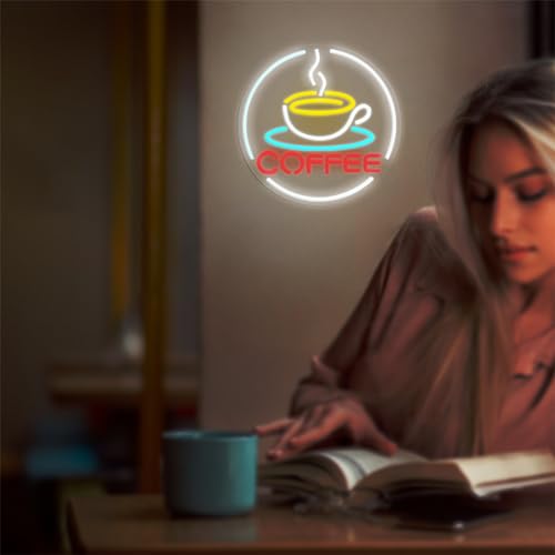 Neon Coffee Cup LED Wall Decor for Shop & Home