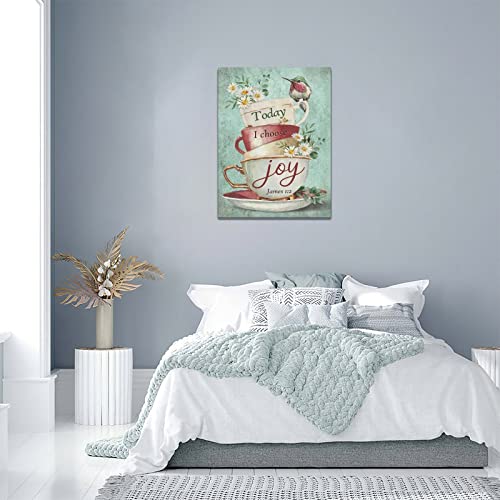 Rustic Coffee Cup Wall Art - Hummingbird & Daisy