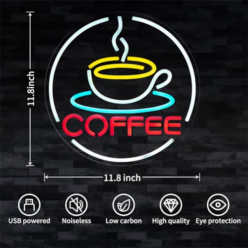 Neon Coffee Cup LED Wall Decor for Shop & Home