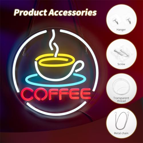 Neon Coffee Cup LED Wall Decor for Shop & Home
