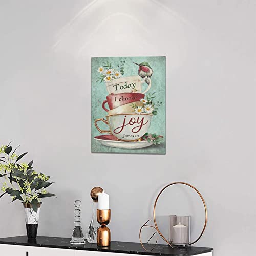 Rustic Coffee Cup Wall Art - Hummingbird & Daisy