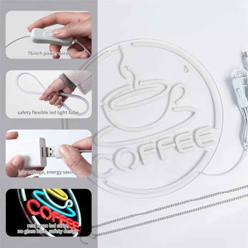 Neon Coffee Cup LED Wall Decor for Shop & Home