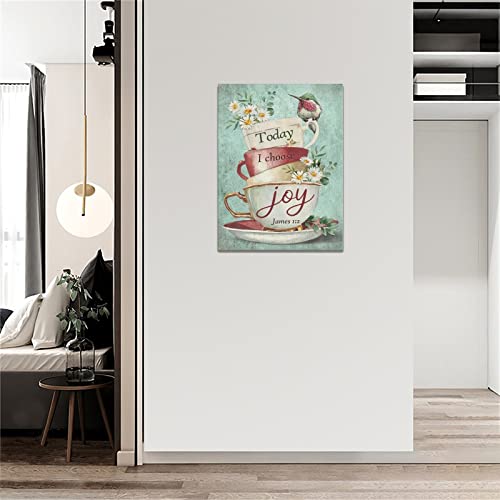 Rustic Coffee Cup Wall Art - Hummingbird & Daisy