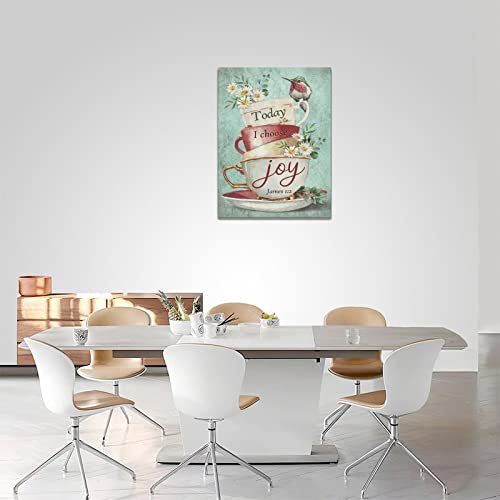 Rustic Coffee Cup Wall Art - Hummingbird & Daisy