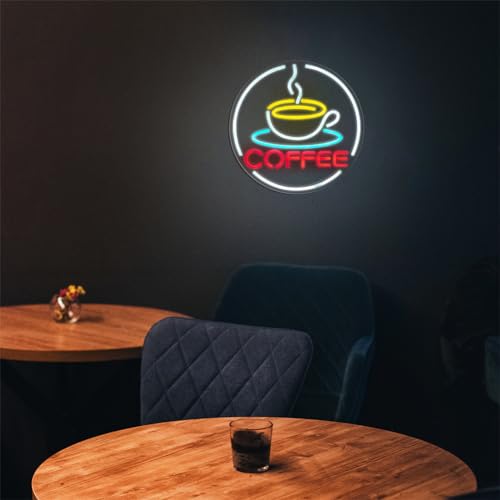 Neon Coffee Cup LED Wall Decor for Shop & Home