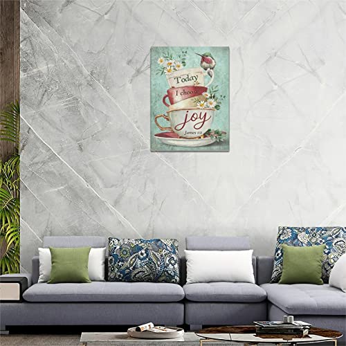 Rustic Coffee Cup Wall Art - Hummingbird & Daisy