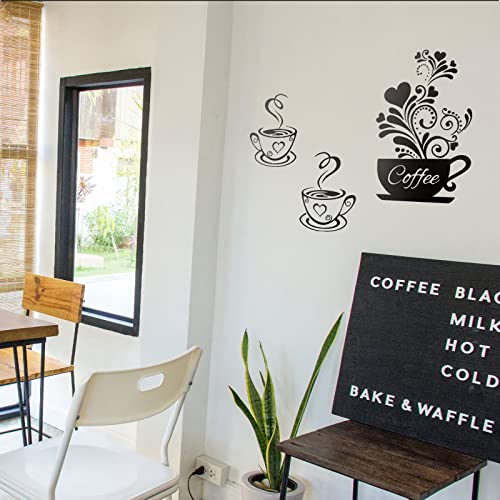 Coffee Tea Cup Flower Wall Stickers for Kitchen