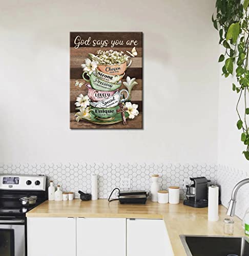 Christian Cross Kitchen Decor Wall Art for Coffee Tea