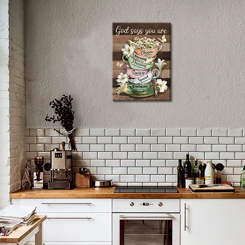 Christian Cross Kitchen Decor Wall Art for Coffee Tea