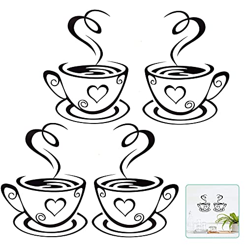 Coffee Bar Wall Decor Sticker Set Coffee Cup Art
