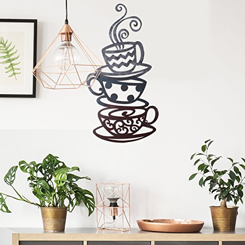 Rustic Metal Coffee Cups Wall Decor for Home Office