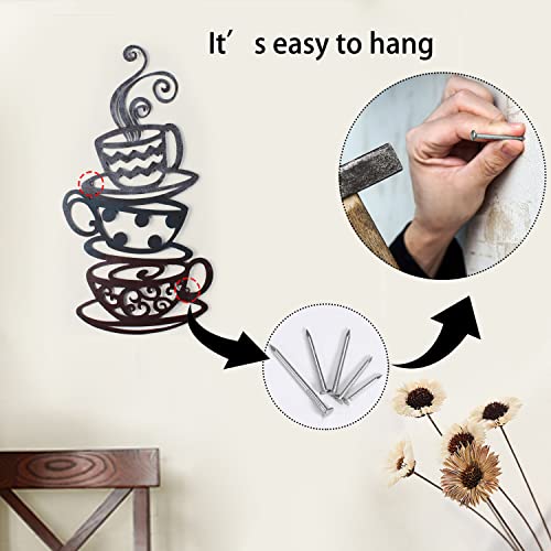 Rustic Metal Coffee Cups Wall Decor for Home Office