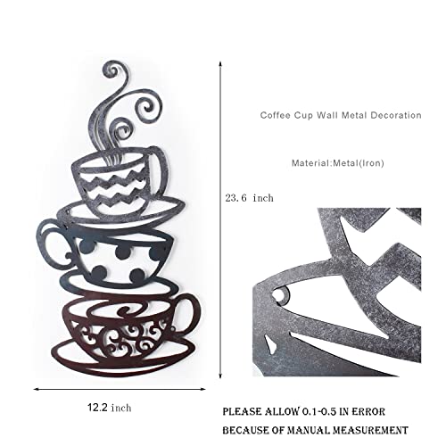 Rustic Metal Coffee Cups Wall Decor for Home Office