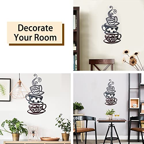 Rustic Metal Coffee Cups Wall Decor for Home Office