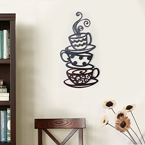Rustic Metal Coffee Cups Wall Decor for Home Office