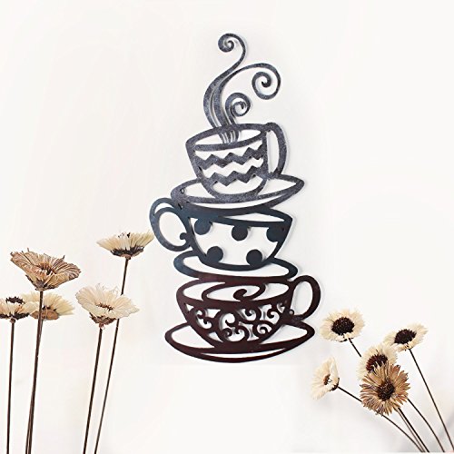 Rustic Metal Coffee Cups Wall Decor for Home Office