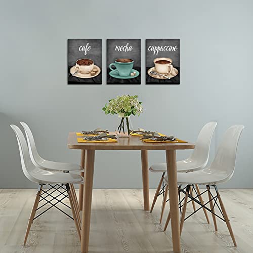 Vintage Coffee Kitchen Wall Art Set: Abstract Coffee Cups