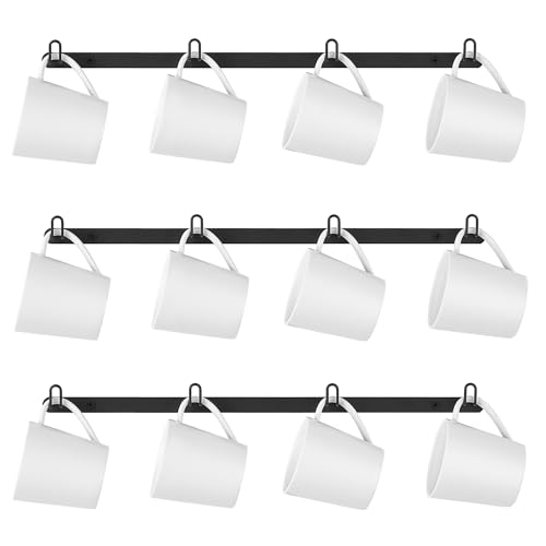 Rustic Metal Coffee Cup Holder with 12 Cup Hooks