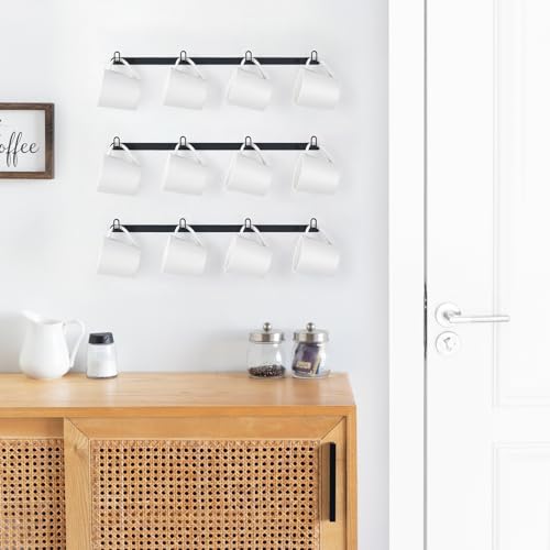 Rustic Metal Coffee Cup Holder with 12 Cup Hooks