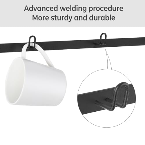 Rustic Metal Coffee Cup Holder with 12 Cup Hooks