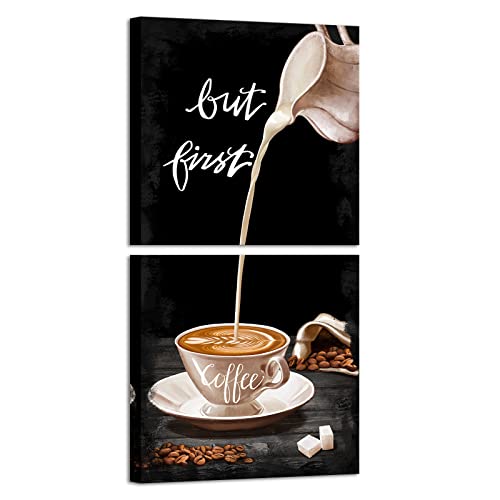 Vintage Black & White Coffee Sign Wall Art Set