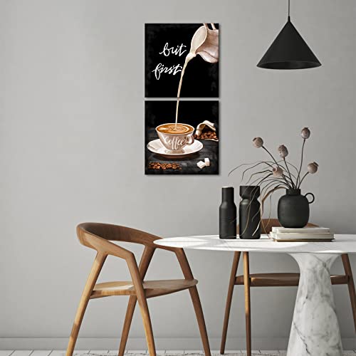 Vintage Black & White Coffee Sign Wall Art Set