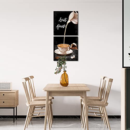 Vintage Black & White Coffee Sign Wall Art Set