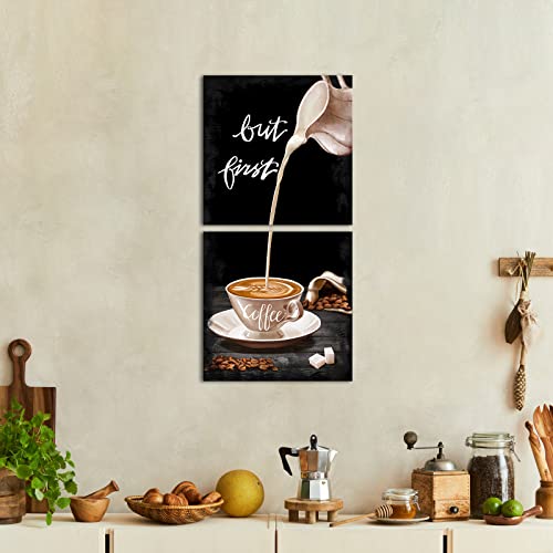 Vintage Black & White Coffee Sign Wall Art Set