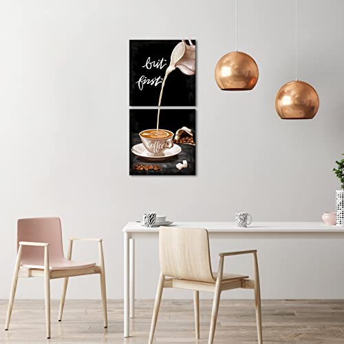 Vintage Black & White Coffee Sign Wall Art Set