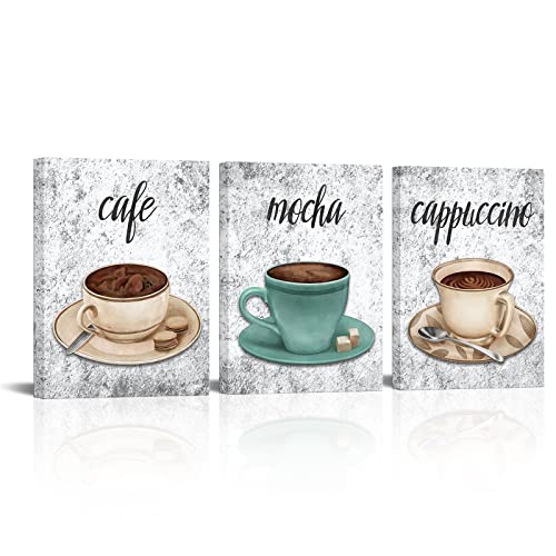 Vintage Coffee Wall Art Set for Kitchen Decor