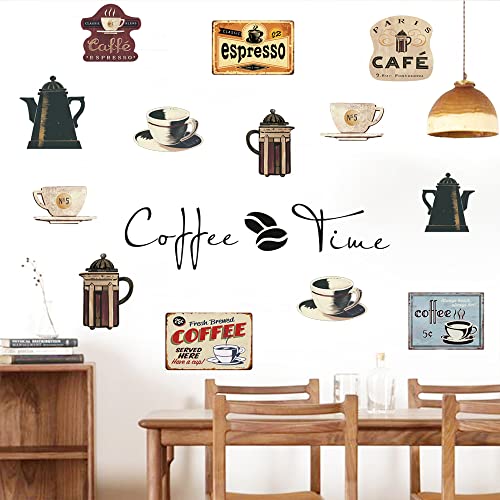 Runtoo Coffee Bar Wall Decals Cafe Kitchen Decor