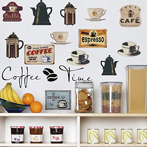 Runtoo Coffee Bar Wall Decals Cafe Kitchen Decor