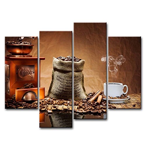 Coffee Beans and Cup Canvas Wall Art Decor