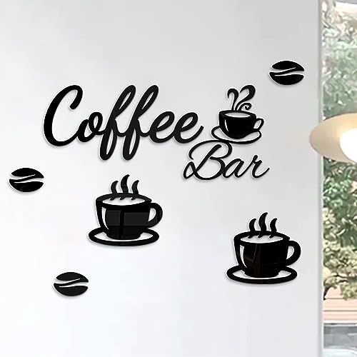 Rustic Coffee Wall Art Decor with Beans & Cups