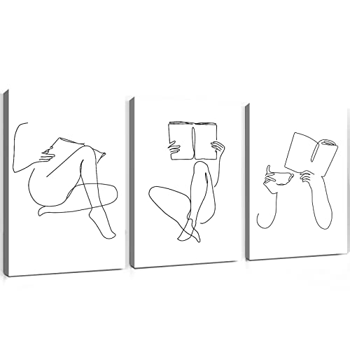 Minimalist Women Silhouette Coffee Cup Canvas Art Set