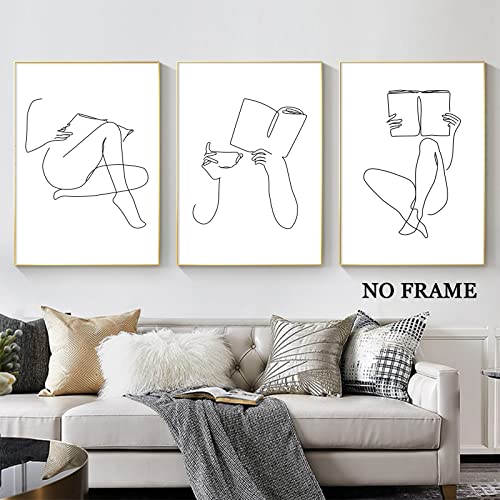 Minimalist Women Silhouette Coffee Cup Canvas Art Set