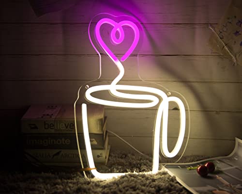 Neon Coffee Cup Sign for Kitchen Cafe Decor