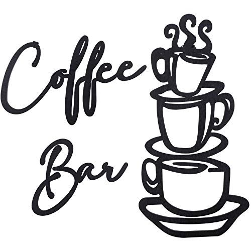 Coffee Bar Sign Rustic Wooden Cup Wall Art