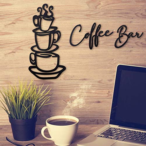 Coffee Bar Sign Rustic Wooden Cup Wall Art